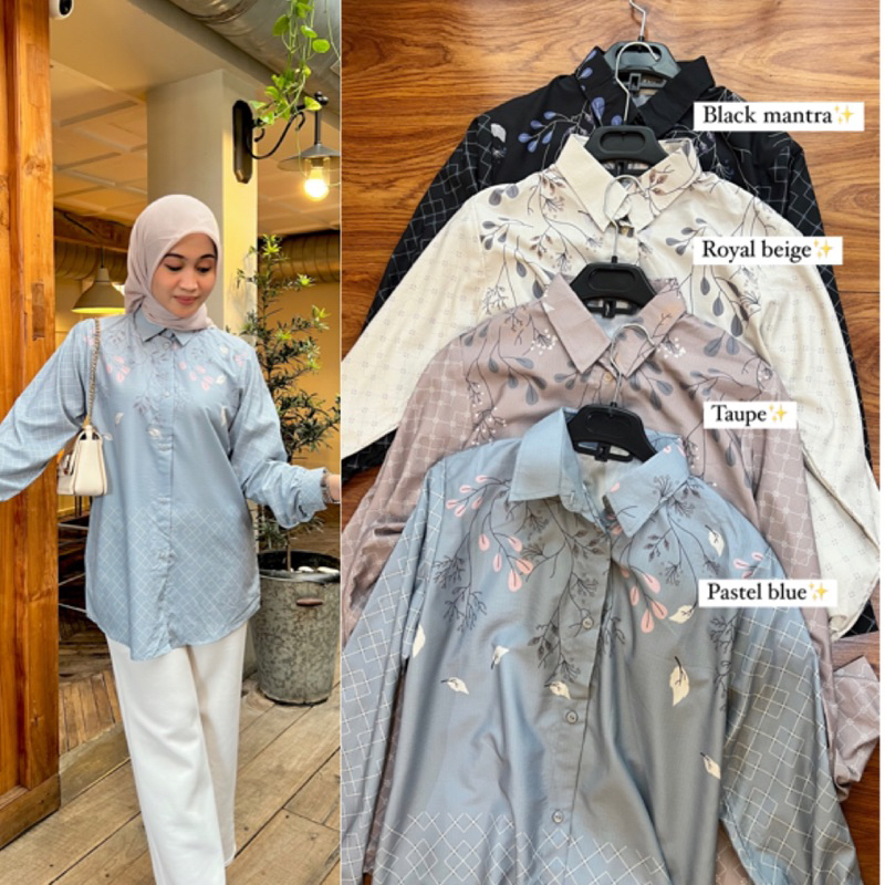 Beverly printed shirt kemeja atasan wanita bahan printed premium