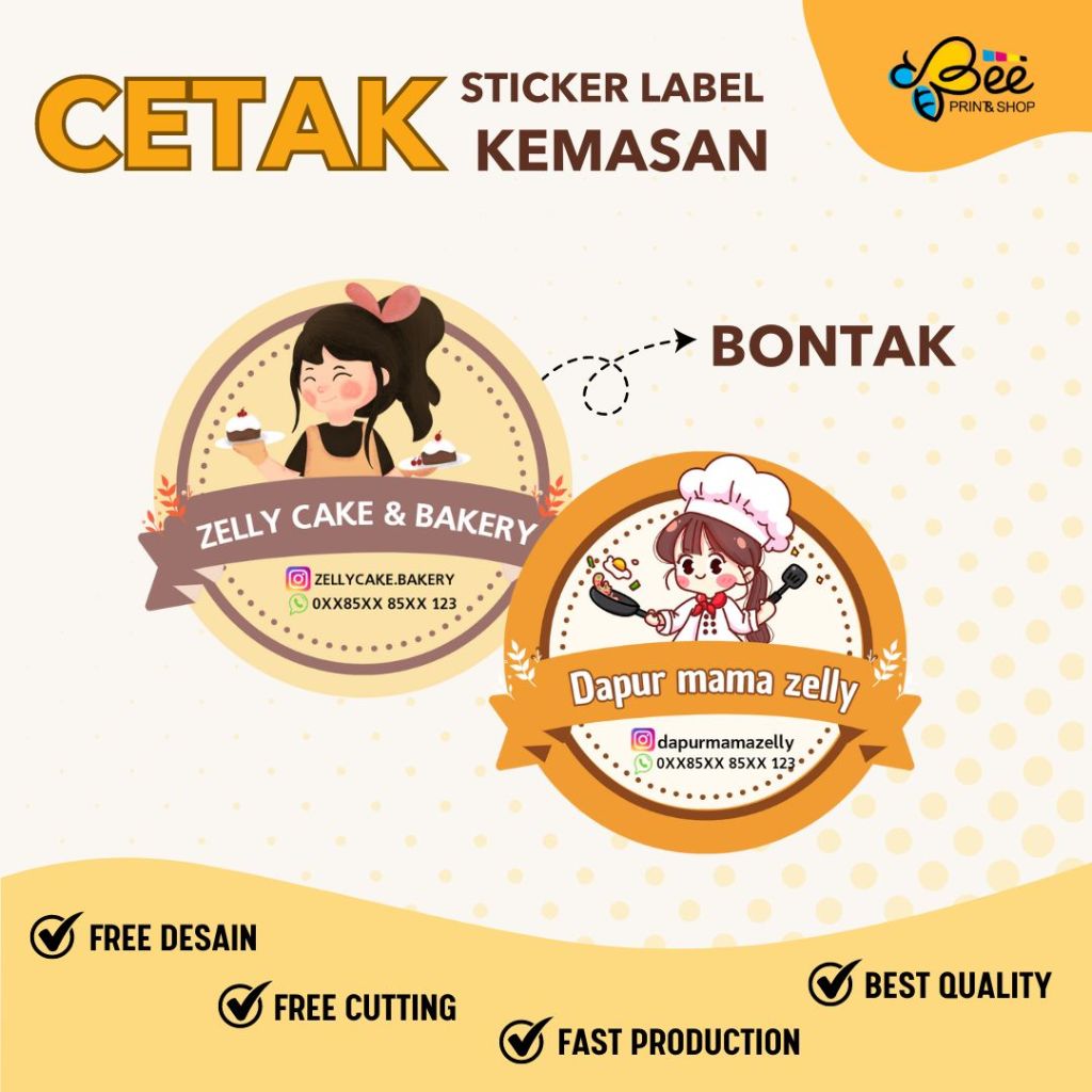 

(ADA MINIMAL ORDER) CETAK STICKER CUSTOM , Sticker Makanan Label , BAHAN CHROMO ,FREE CUTTING