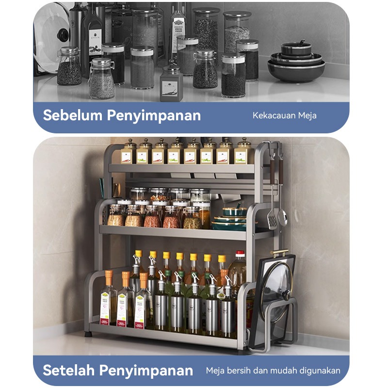 bestpromo rak bumbu dapur rak pengatur botol bumbu minyak garam saus dan cuka multifungsi