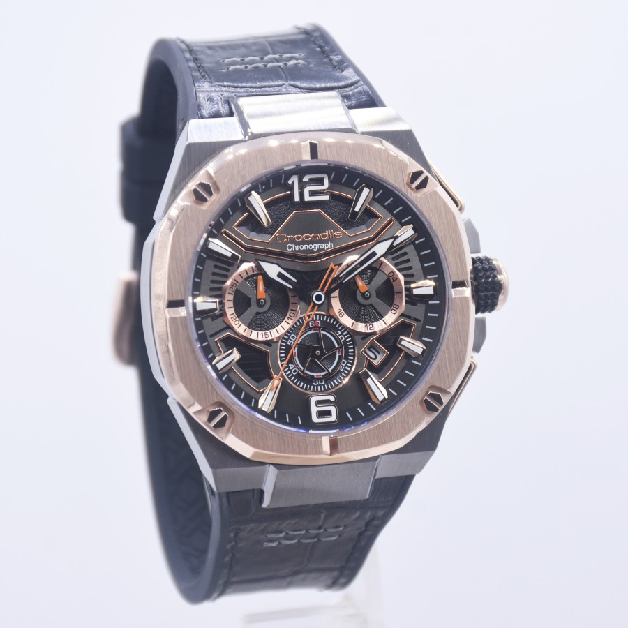 New Crocodile CM-049G34B Jam Tangan Pria Analog Chronograph CM049 Hitam