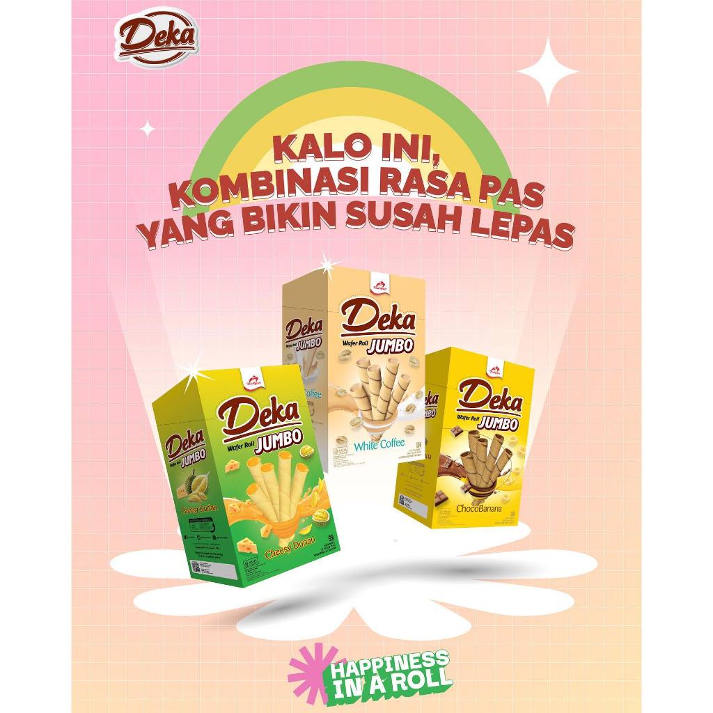 

bGF [ BERKAH ] Deka Wafer Roll Jumbo Dua Kelinci Box Isi 20 x 14gr Choco Banana Cheesy Durian White