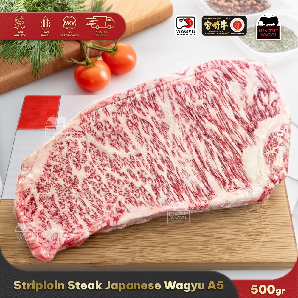 

Miyazaki Japanese Wagyu A5 Striploin Steak 500gr Healthy Wagyu