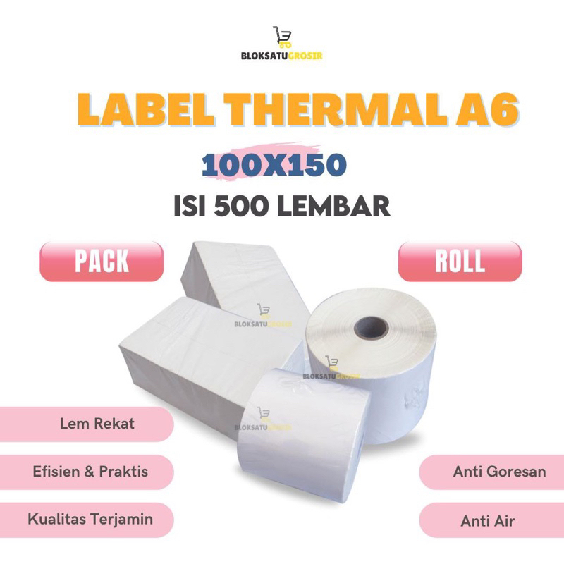 

Kertas Thermal 100x150MM / Label Stiker Barcode A6