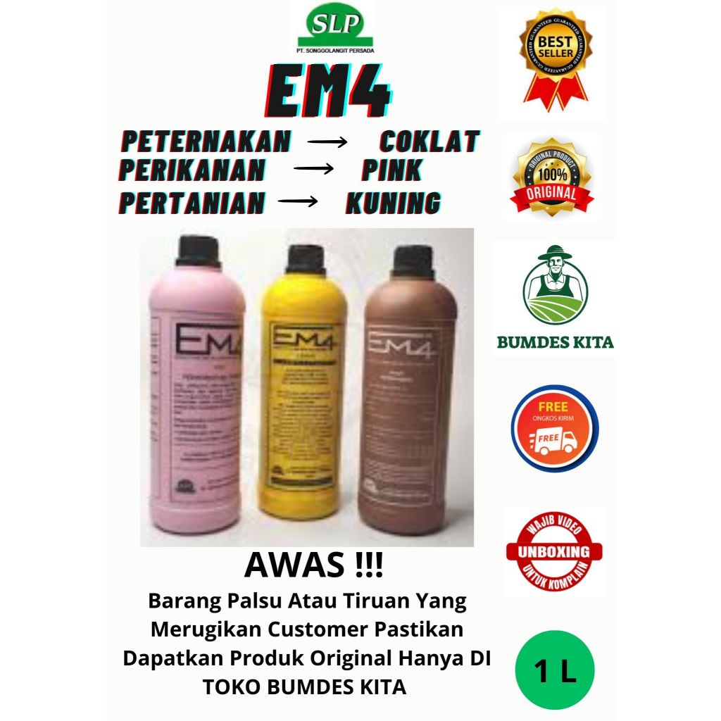 EM4 1 Liter Original 100% , Em4 Pertanian / Em4 Peternakan / Em4 Perikanan Tambak