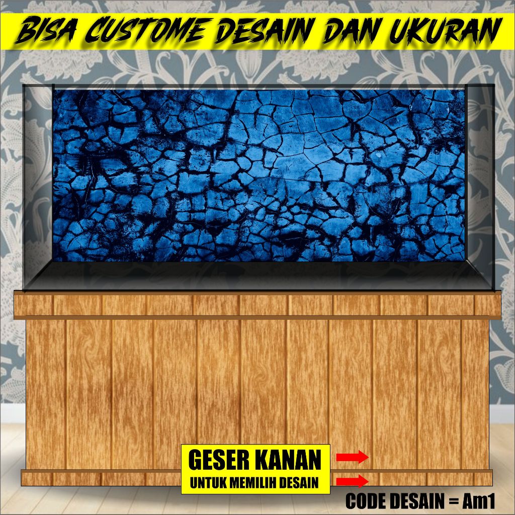 stiker background aquarium 3d timbul custome jumbo kaca akrilik besar full set aspal am