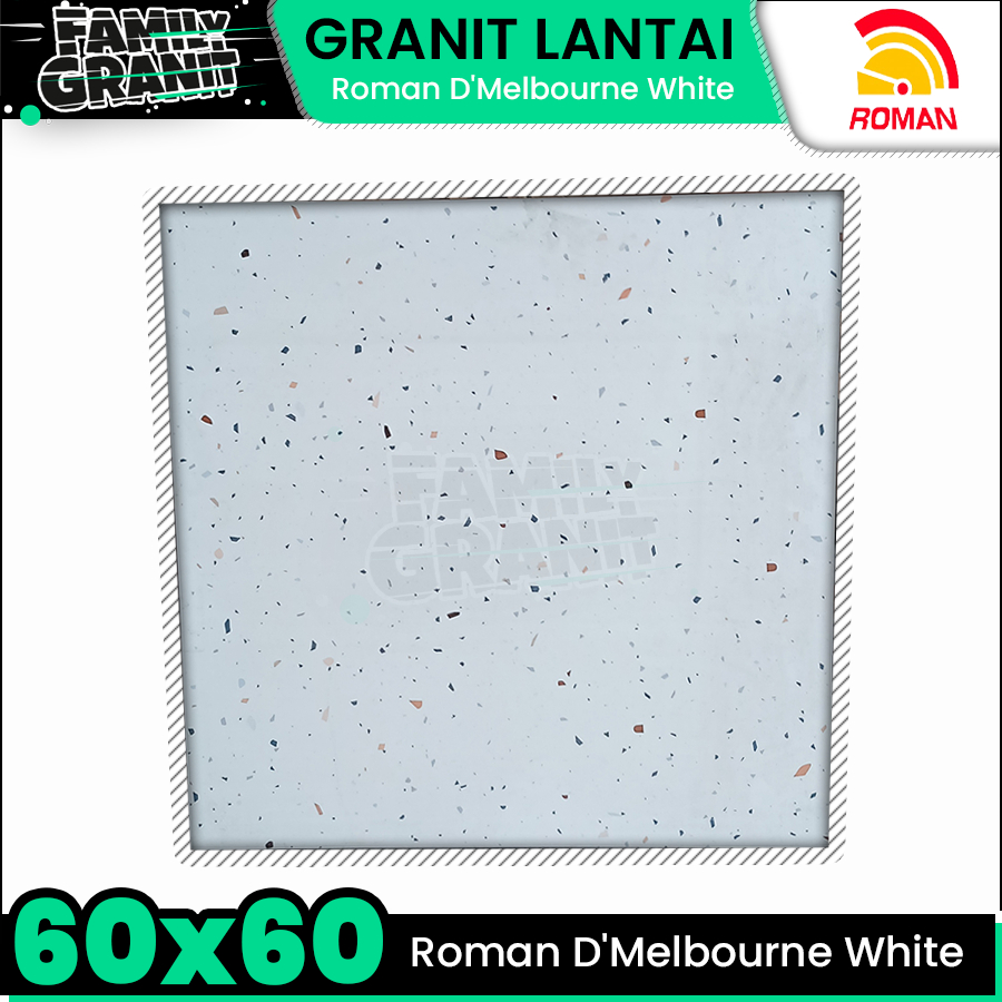 Granit 60x60 Roman D'Melbourne White Motif Terazzo Matte Teras / Garasi / Carport