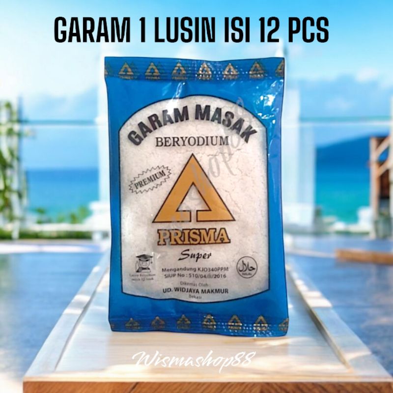 

GARAM PRISMA SUPER 100 GRAM 1 LUSIN ISI 12 PCS / GARAM MASAK BERYODIUM / GARAM HALUS / GAREM / BUMBU DAPUR