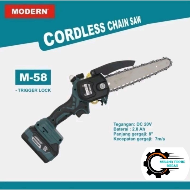 MODERN M-58 BRUSHLES MINI CORDLESS CHAINSAW 20 VOLT