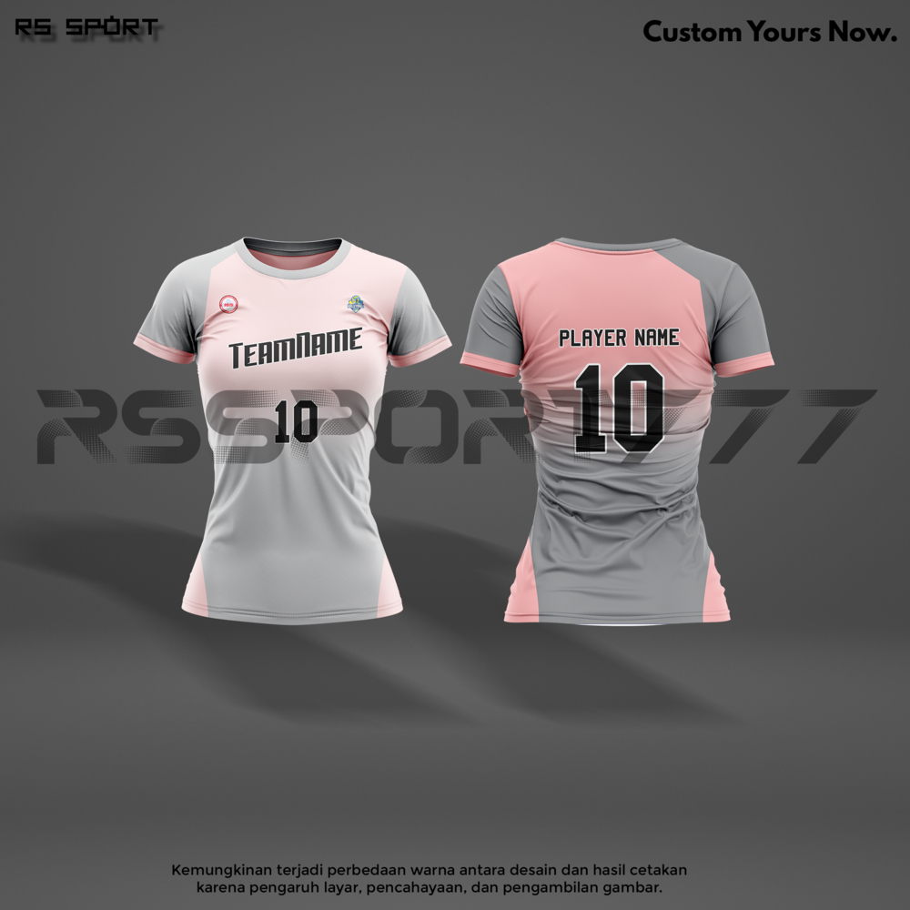 Jersey Voli Cewek Kaos Team Stelan Pink Abu