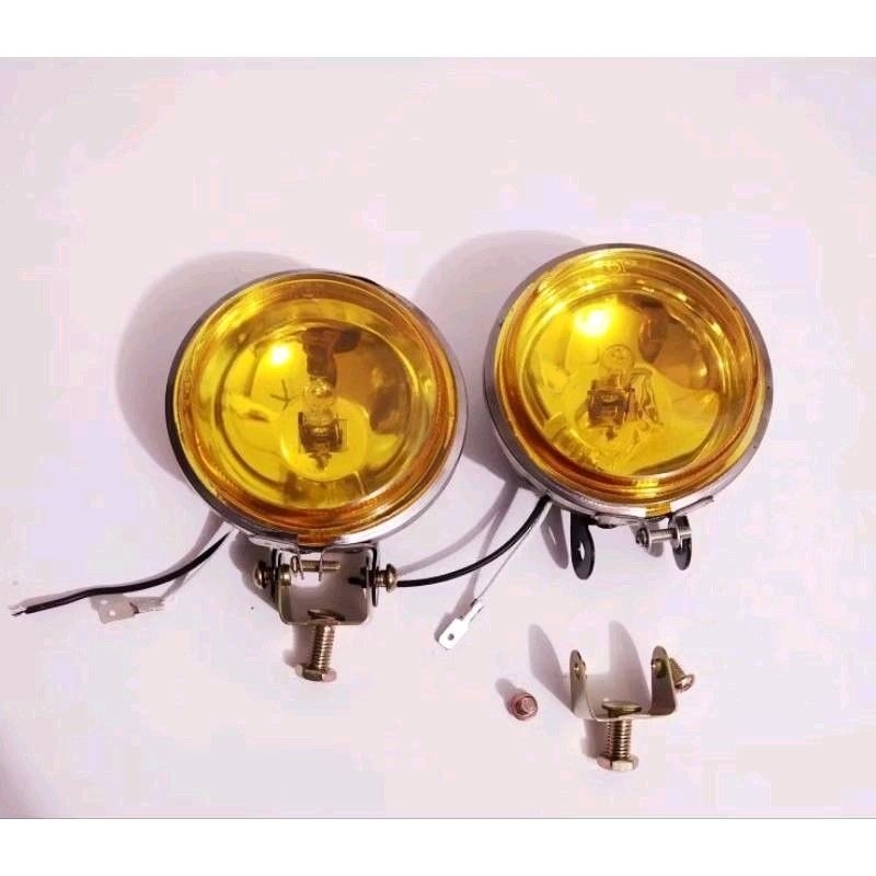 foglam lampu tembak kuning kaca bulat bening untuk motor mobil 12 volt