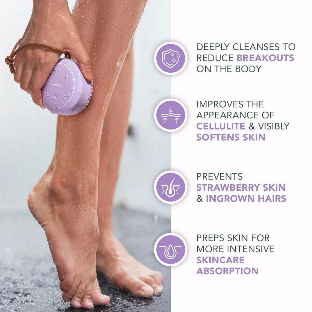 FOREO Luna 4 Body Massaging Body Brush in LAVENDER $149 *ALMOST NEW*PRELOVED*BEKAS* Sikat Mandi Bada