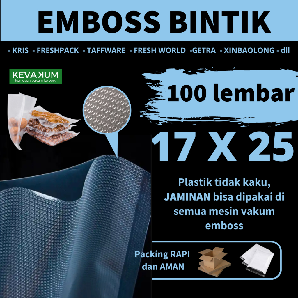 Plastik Vacum Embos 17X25 Isi 100 Plastic Vacum Embos Bintik Vakum Embossed