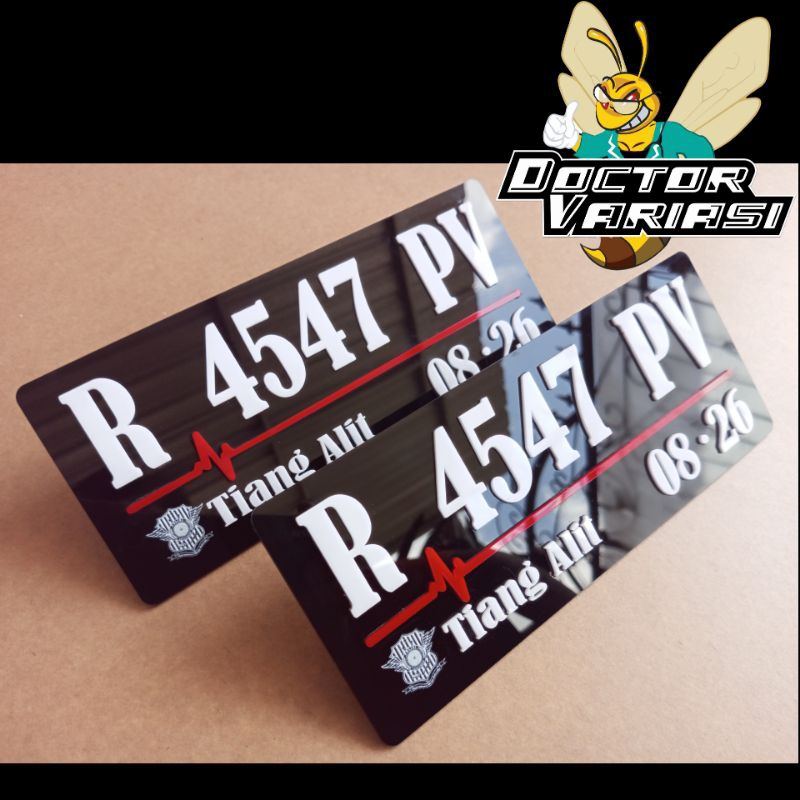 Plat Nomor Akrilik Motor Variasi Huruf Timbul