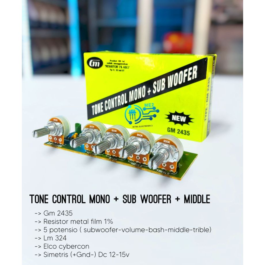 Rakitan Power Amplifier Kit Tone Control Mono Tune Control Plus Middle Plus Sub woffer New Gm 2435