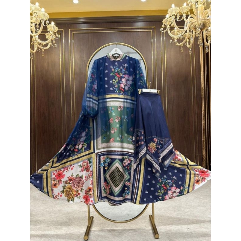 Gamis Set Hijab Silk Tile Shellasaukia