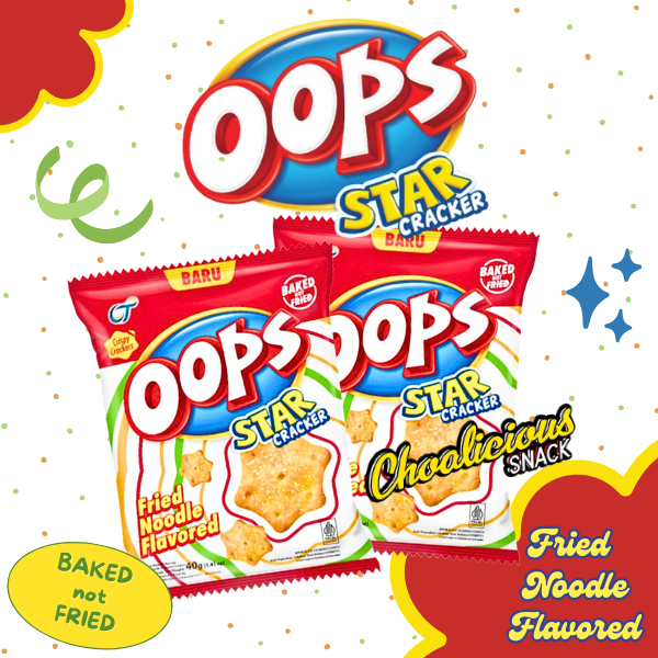 

OOPS Star Cracker Mie Goreng Fried Noodle Flavored Biskuit Cracker Snack @40 gram