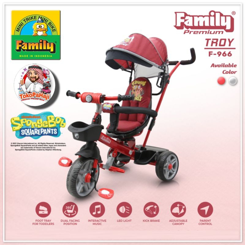 SEPEDA STROLLER FAMILY RODA 3 JOK PUTAR ADA REM / FAMILY F-966 TROY