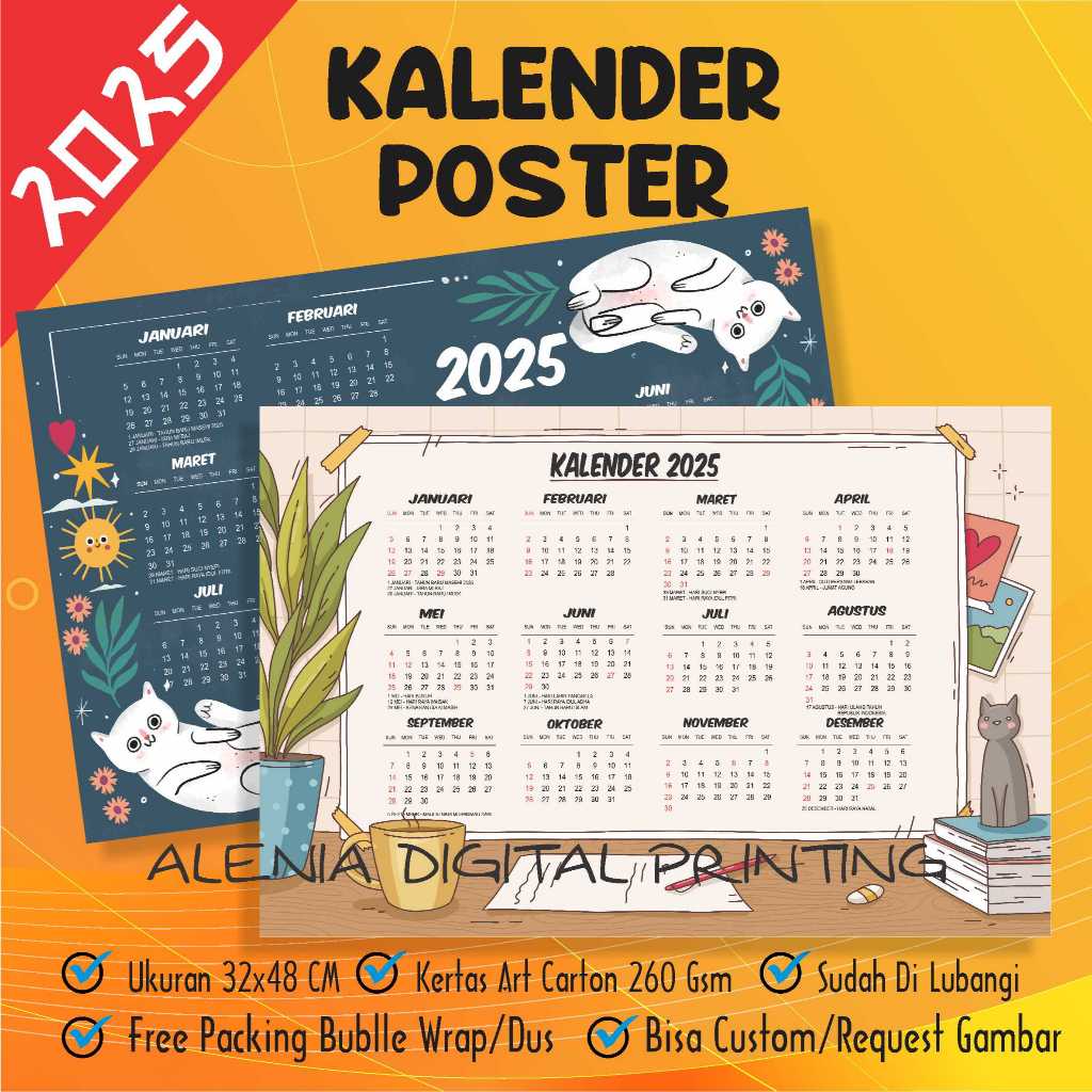

Kalender Poster 2025 AESTHETIC / Kalender Dinding / Kalender A3+ Art Carton 310 gsm / Kalender Custom