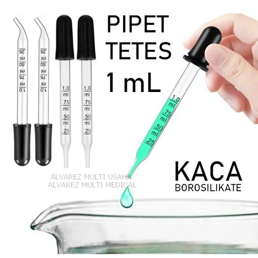 Pipet Tetes Kaca 1 mL / Drop Pipette / Maat Pipet 1 mL Skala / Pipet Ukur Kaca