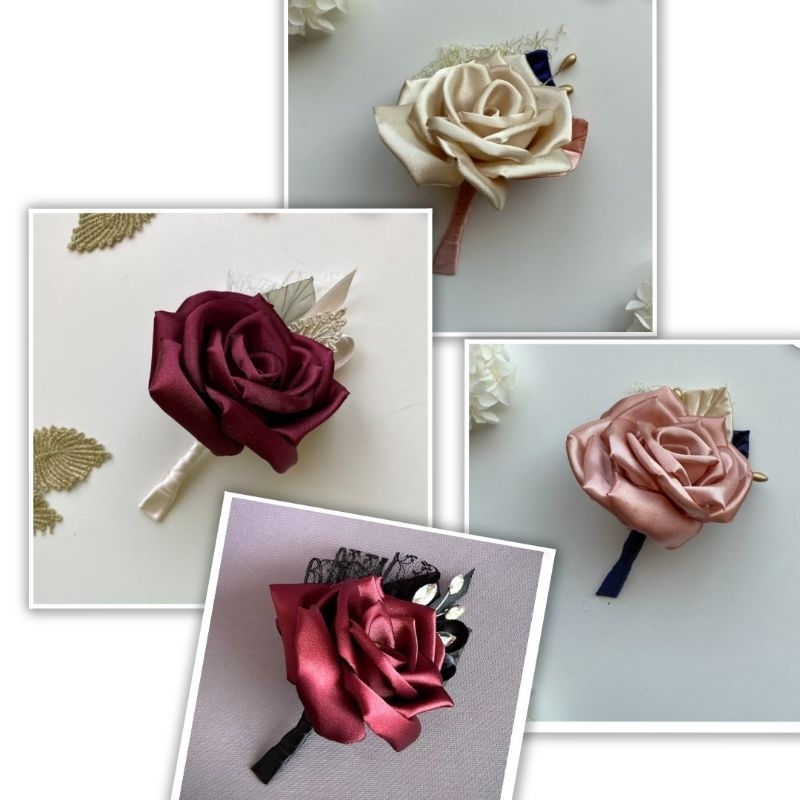 Rose Pin Bross Jas boutonier Pria tanda panitia brooch Groomsmen Bridesmaid