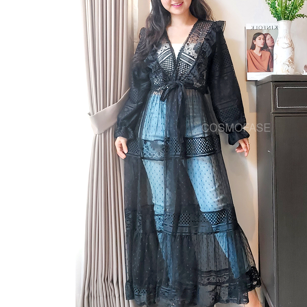 FANISA OUTER BRUKAT COMBI TILE DOT - RUFFLE LONG OUTER HIJAB PREMIUM