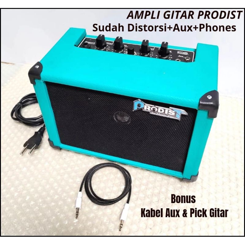 Ampli Gitar Listrik -Ampli Gitar Mini 4 Inch Sudah Distorsi+Aux+Headphone