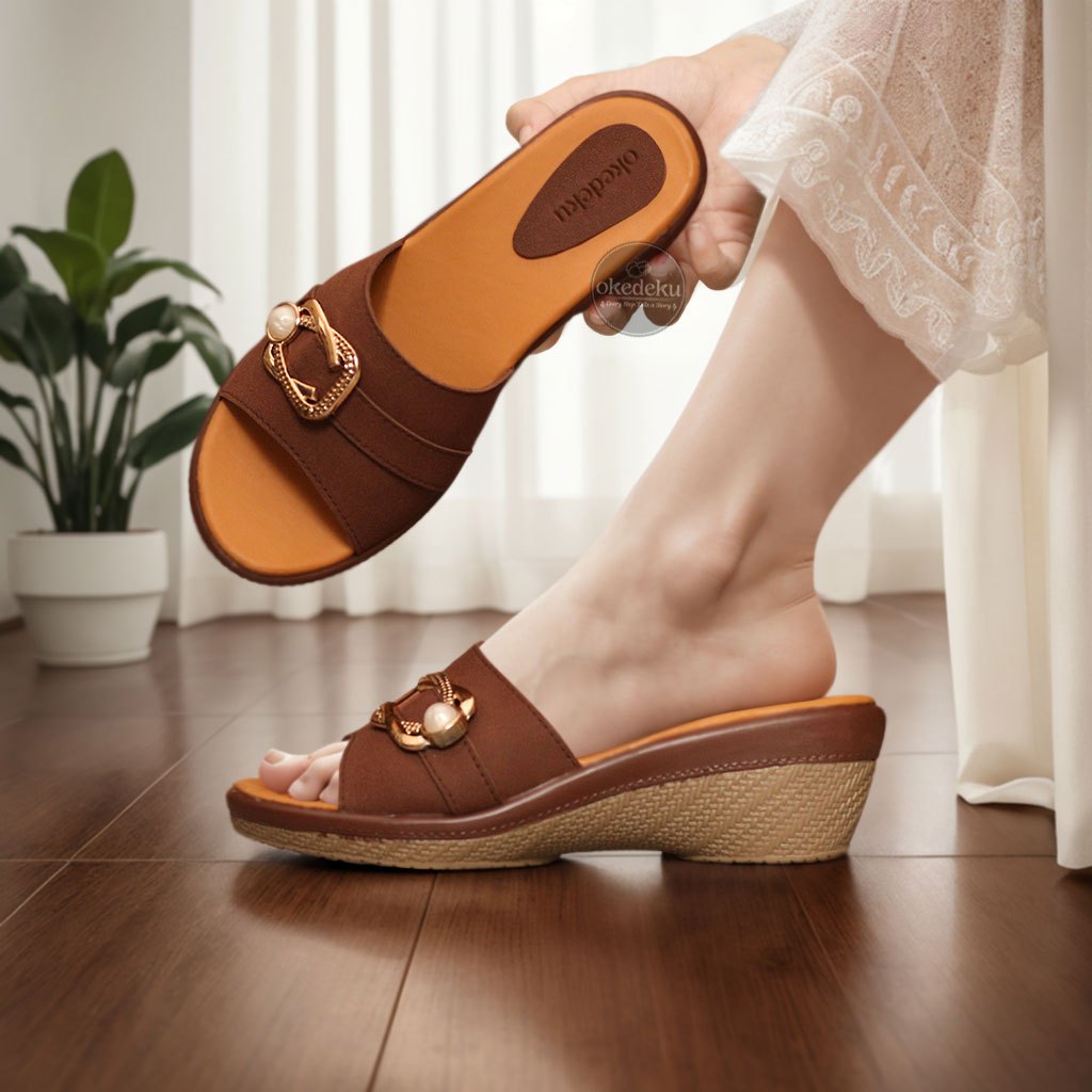 SANDAL WEDGES WANITA TERBARU SLOP SELOP KEKINIAN CEWEK DEWASA KONDANGAN TC17
