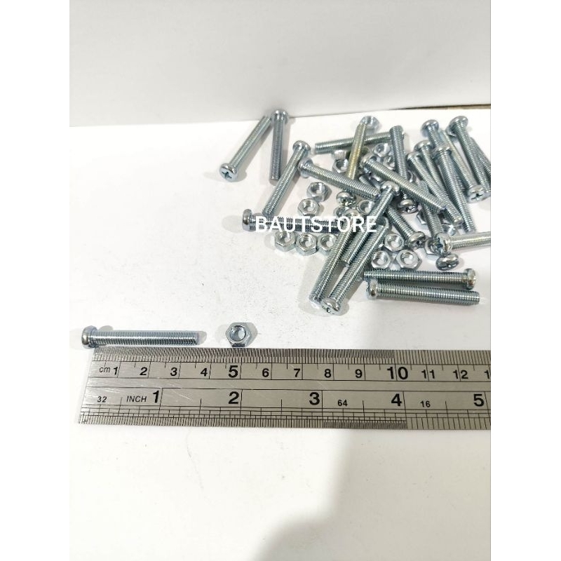 Baut Mur Obeng Baut 8/5mm x 35mm (Paket 50pcs)