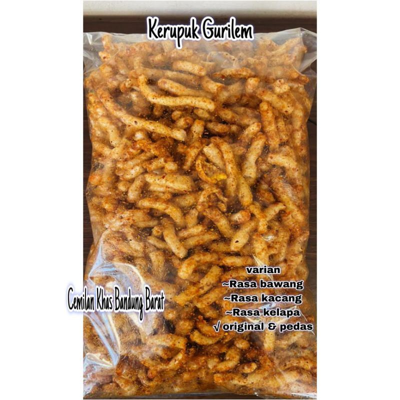 

Kerupuk Gurilem Bandung 500 gram / Cemilan Keripik Pedas Alami Original Makanan Snack