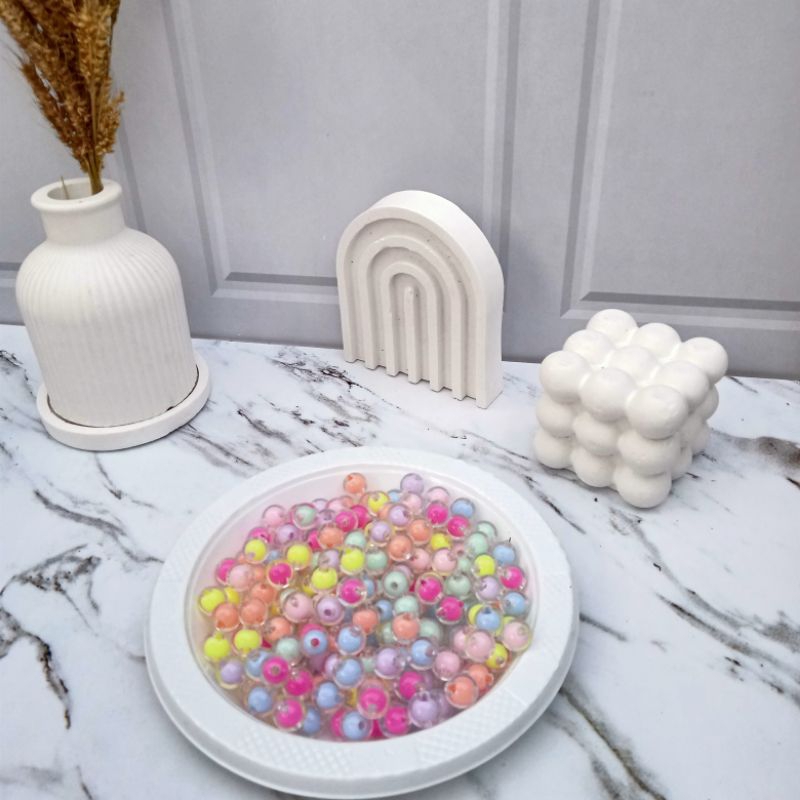 50pcs manik-manik akrilik bening | manik kristal bulat transparan murah