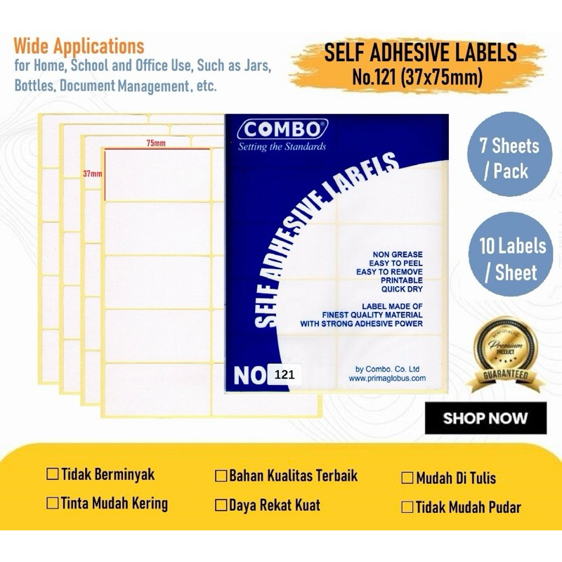 

Stiker Label No.121 37x75mm / Self Adhesive Labels No 121 / Label Sticker