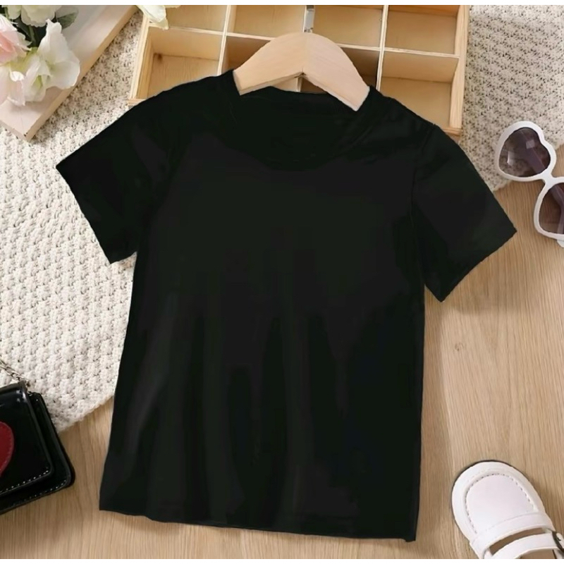 kaos polos hitam anak bahan lembut halus/ baju polosan anak hitam