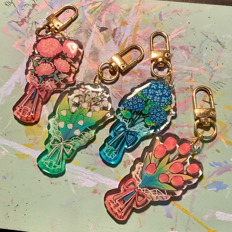 flower series epoxy keychain