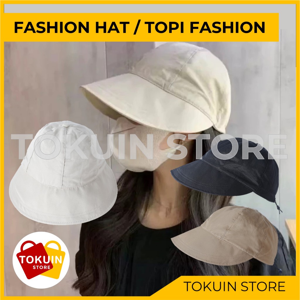 Topi Wanita Bucket Pantai Korea Visor Topi Fashion Trendy Hat Wanita Polos