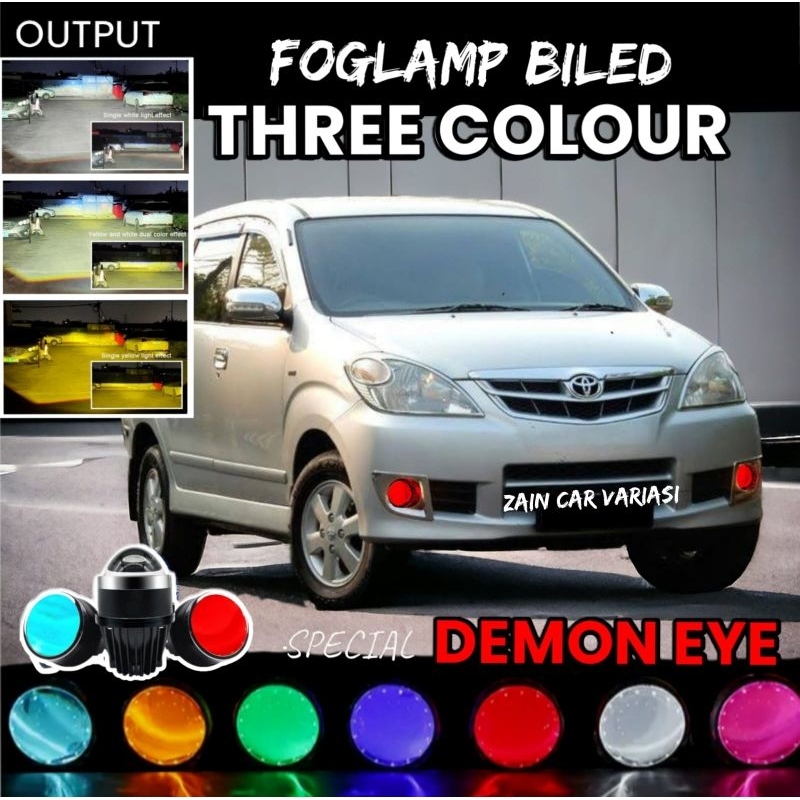FOGLAMP BILED 3 WARNA AVANZA XENIA LAMA DEMON EYE LAMPU VARIASI MOBIL Q8 Q3 SUPER TERANG BUKAN AES
