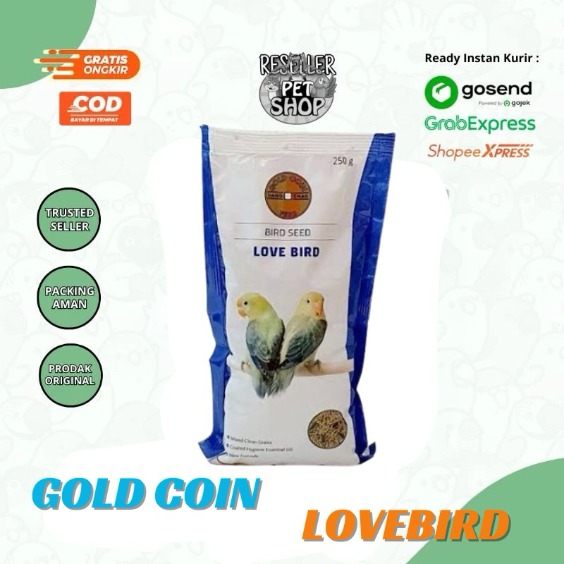 GOLD COIN LOVEBIRD 250 GRAM GOLD COIN PAKAN LOVEBIRD PAKAN LABET MILET GOLD COIN LB MILLET LOVEBIRD 