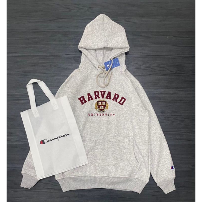 SWEATER HOODIE HARVARD X CHAMPION BORDIR FULLTAG LABEL