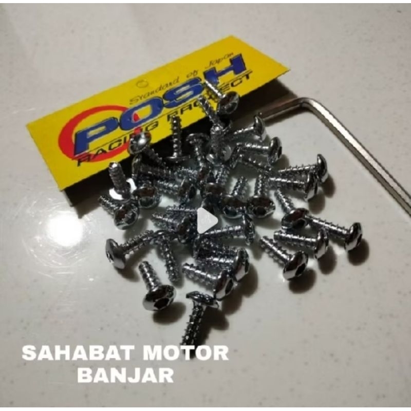 Baut Body kunci L Chrome Baut Body Full Set 34pcs Baut Yamaha MX, MIO, NOUVO, JUPITER, XEON DLL