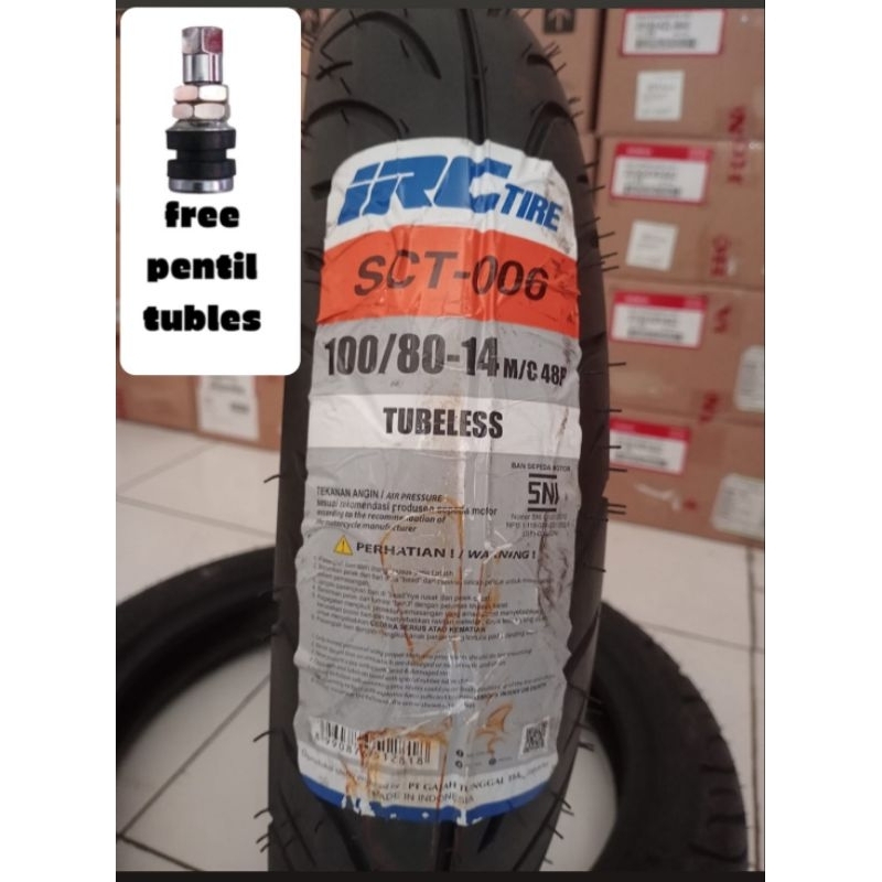 Ban Luar IRC SCT 006 TUBLES 100/80 Ring 14 Ban Depan PCX ,Belakang Vario 160