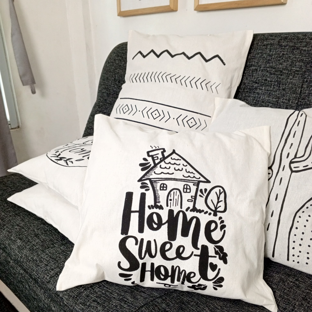 Sarung Bantal Sofa Ukuran 40x40 Motif Cactus Murah Kain Blacu Berkwalitas Estetik