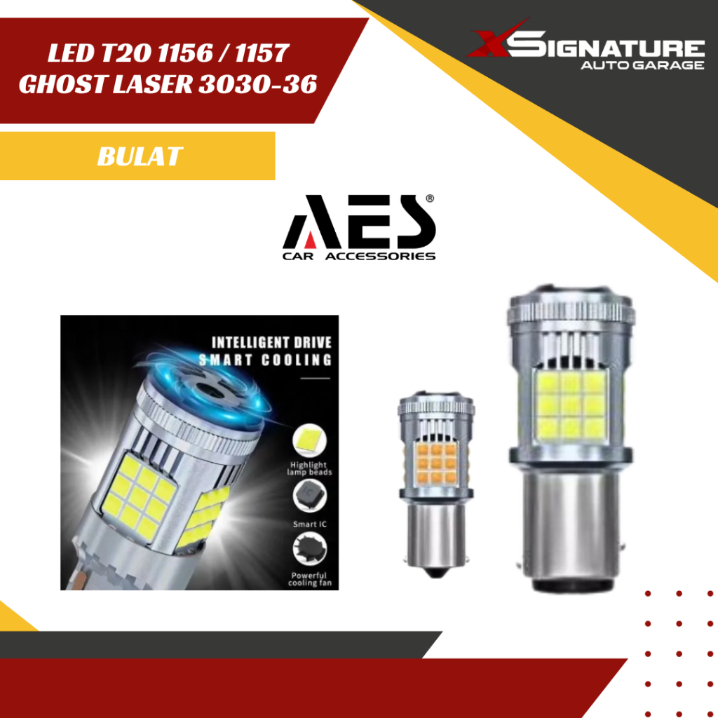 LED T20 1156 - 1157 GHOST LASER 3030-36 LED KUNING, PUTIH, MERAH - BULAT