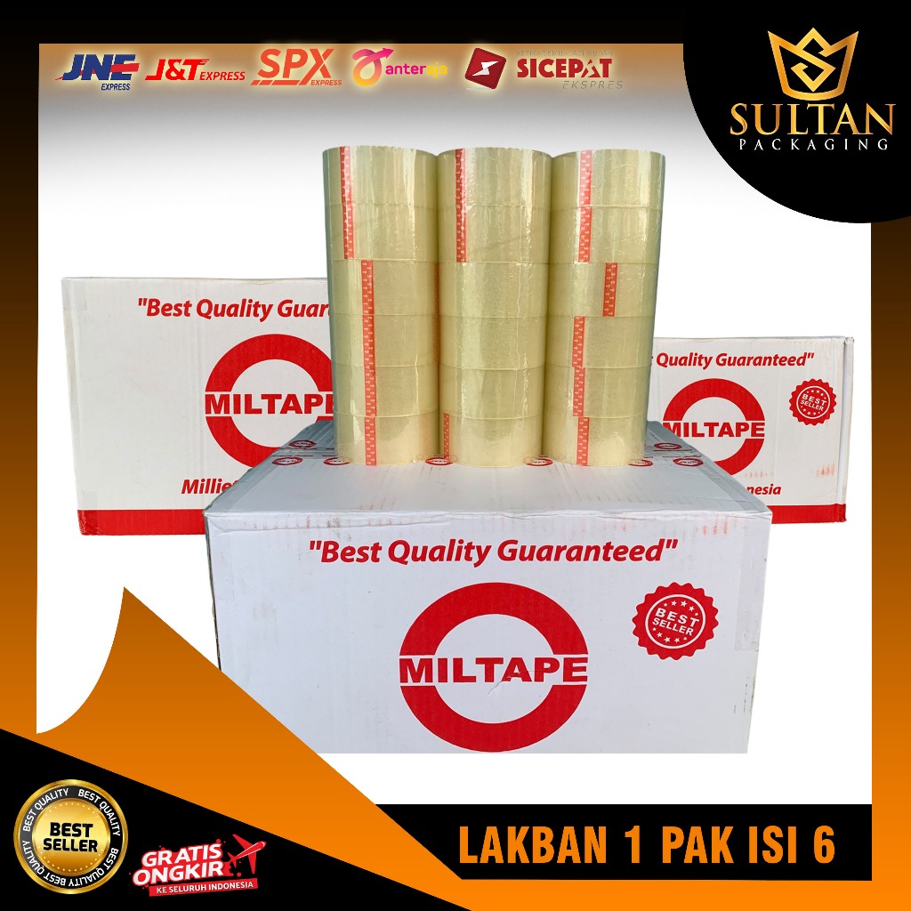 

Isi 6 Lakban OPP Premium MILTAPE Warna Bening Harga Grosir Temurah Bisa COD