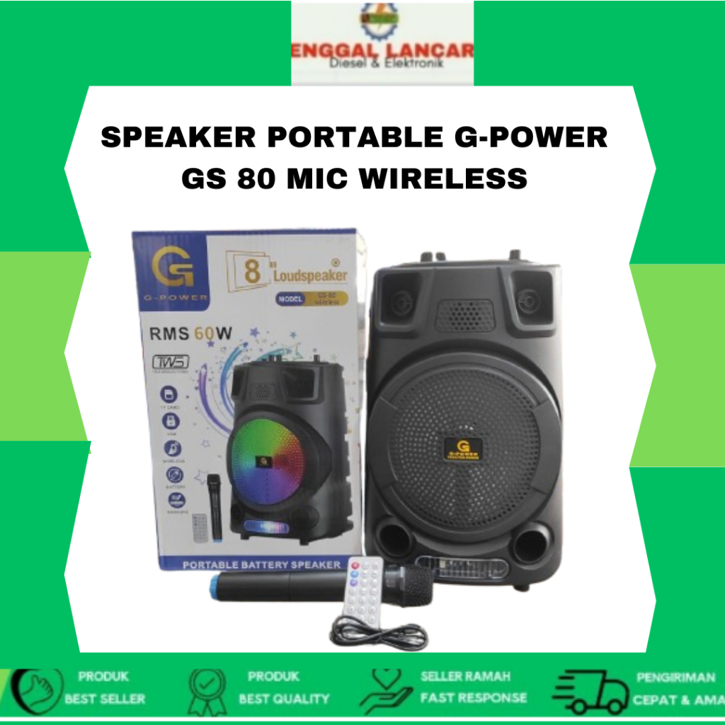 SPEAKER PORTABLE G-POWER GS 80 MIC WIRELESS /8"+MIC+REMOTE