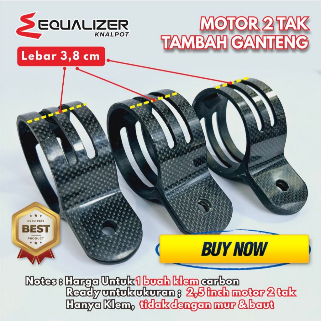 Promo klem knalpot Ninja 2 tak material karbon asli klem karbon carbon 2,5inch Ninja R RR