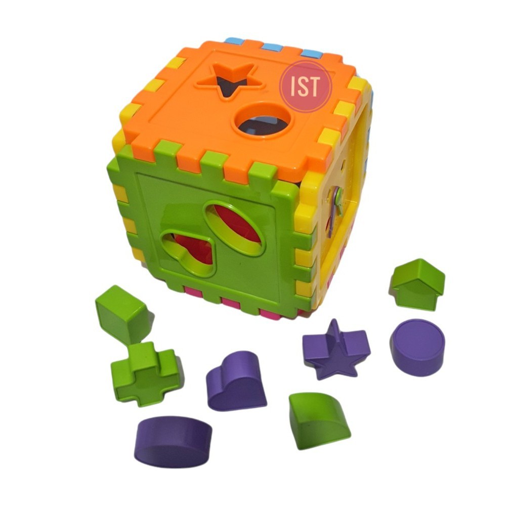 Mainan Edukasi Anak 1 Tahun Shape Sorter Toys Puzzle Cube Penyortir Bentuk
