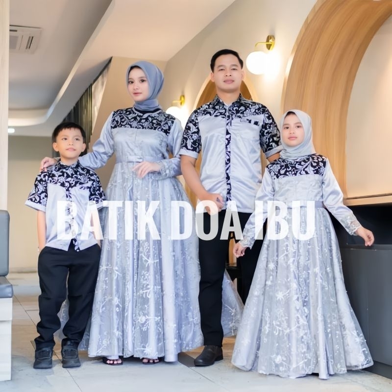 Couple keluarga sarimbit Gamis Kondangan Set Gamis Mutiara Brokat