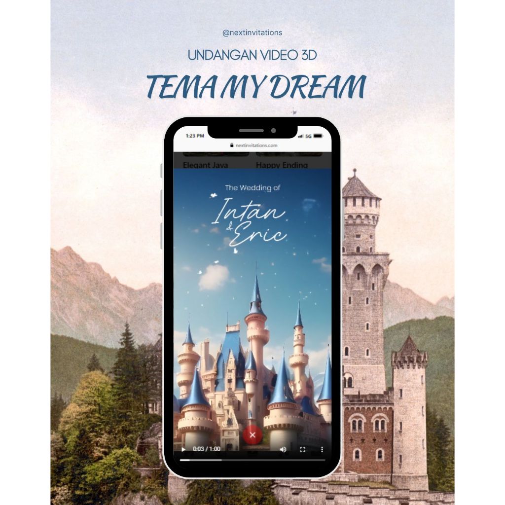Undangan Digital Video 3D Pernikahan Castle Istana | Undangan Video 3D Platinum Tema My Dream