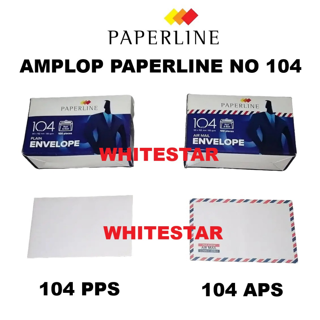 

amplop putih paperline 104 pps polos / aps airmail kecil - 95 x 152 mm