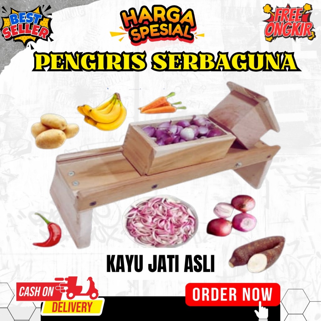 pengiris bawang merah kayu jati asli