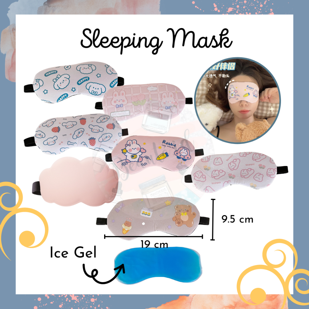 Penutup Mata Tidur dengan Gel Pendingin Untuk Cewek Cowok Kacamata Tidur Pulas Releks Gelap Menghila